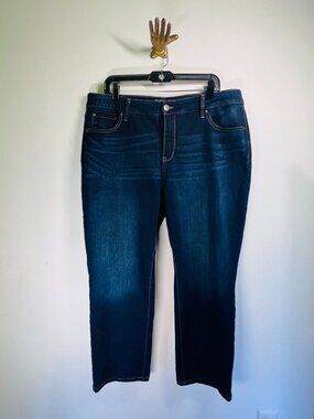 Time And Tru 18P Womens Petite Straight-Leg Jeans 18P Dark Wash Cotton Blend